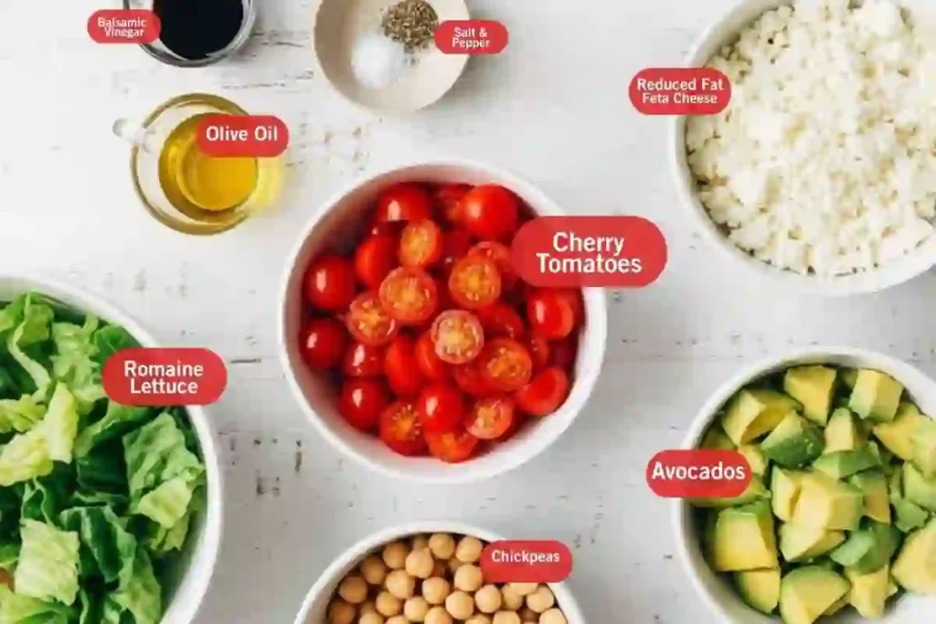 Chickpea feta avocado salad